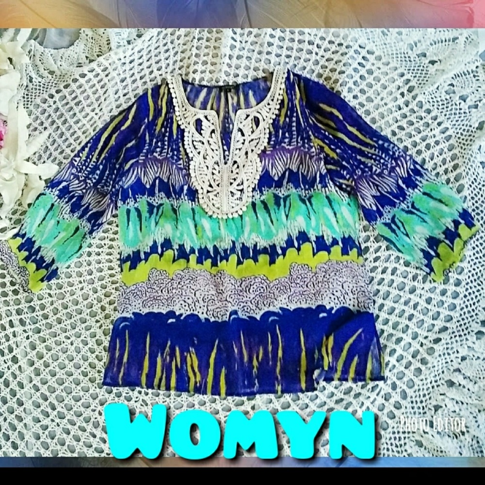 Womyn ABSTRACT PRINT BOHO DESIGNER TUNIC
